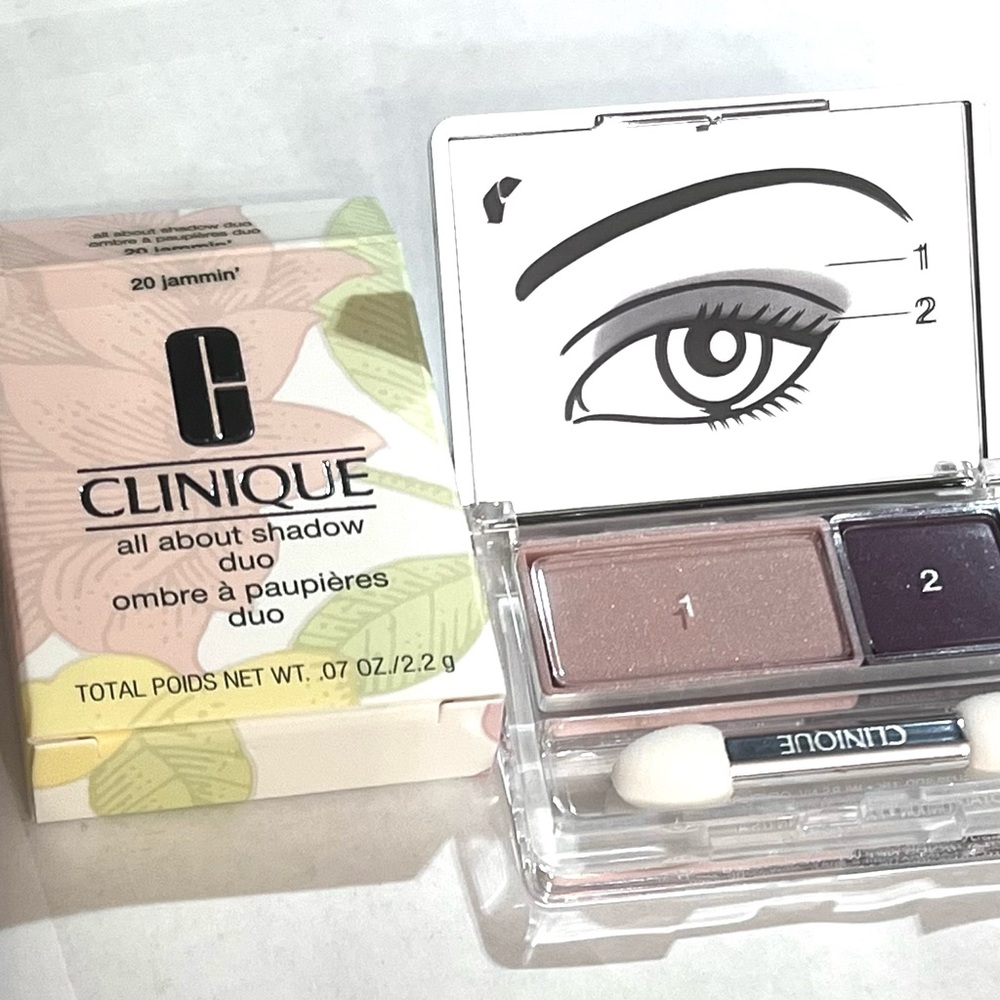 CLINIQUE ALL ABOUT SHADOW DUO EYE SHADOW JAMMIN .07 OZ / 2.2 G FULL SIZE NIB - Picture 4 of 6